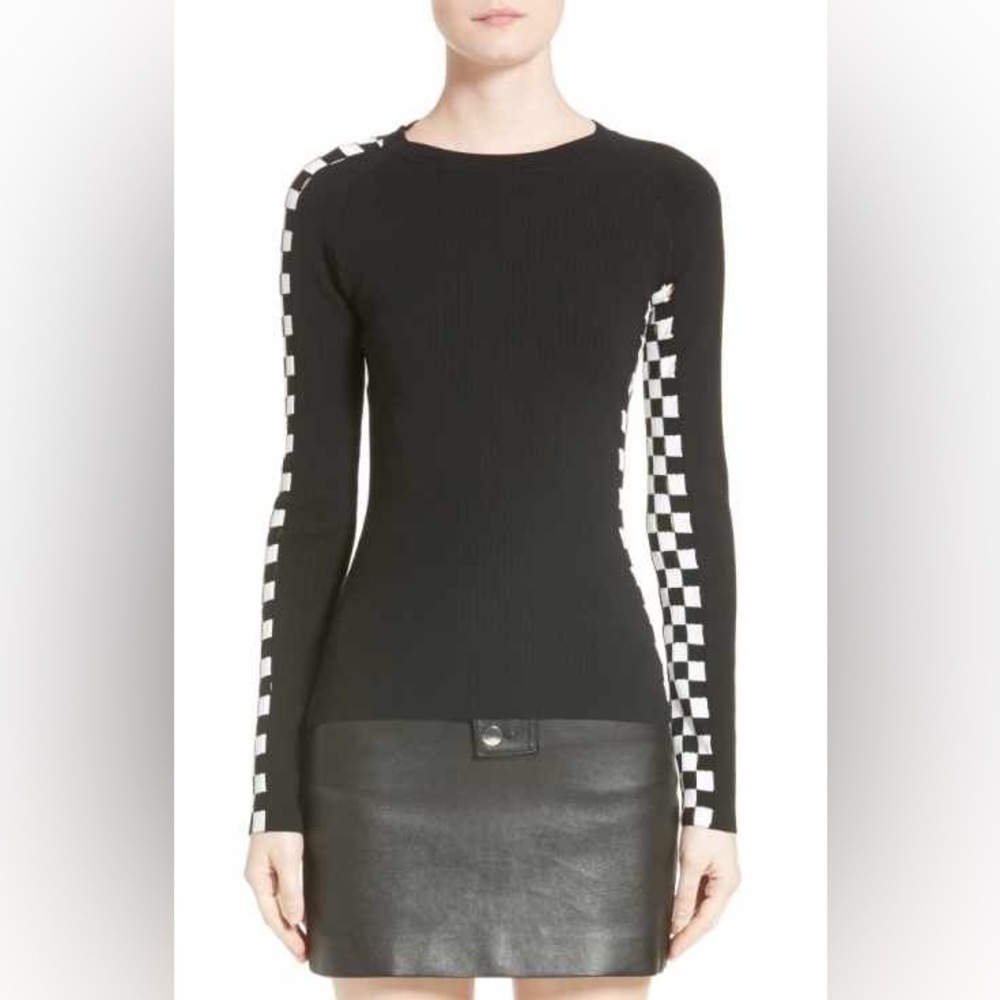 RARE Alexander Wang Checkered‎ Cutout Sleeve Sweater